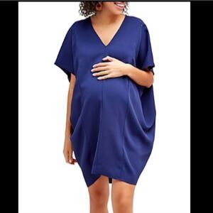 NEW NOM Marianna Dolman-Sleeve Maternity & Nursing Dress-‎ Navy Women Size Large